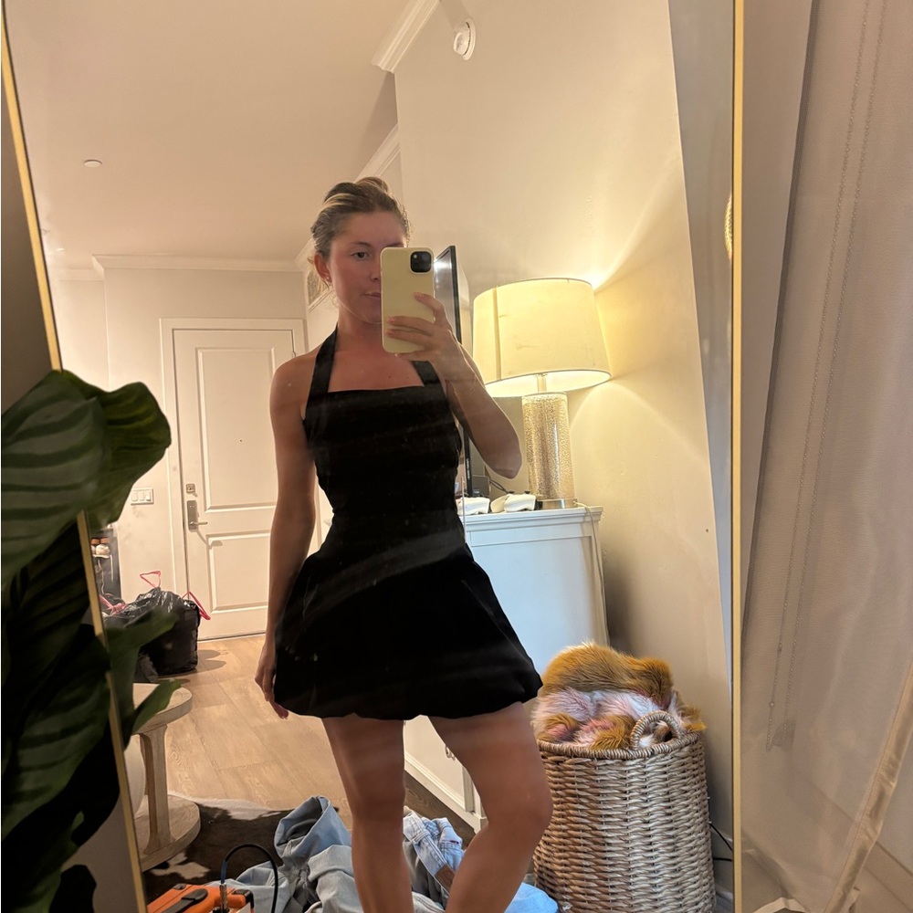 Princess Polly Black Ruffled Halter Mini Dress